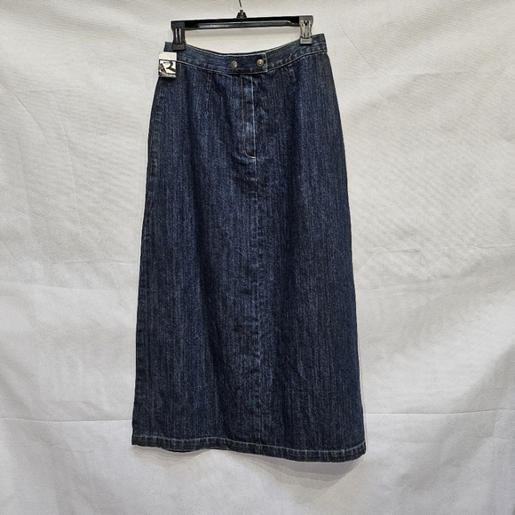 Rockies Vintage Denim Jean Maxi Skirt 100% Cotton Dark Wash Size 6 - Picture 1 of 4
